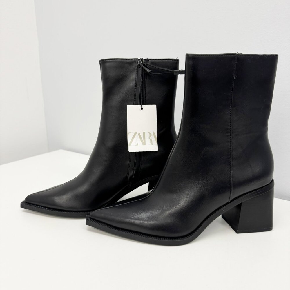 ZARA Wide Heel Ankle Boots - Black - Brand new, never-worn!
